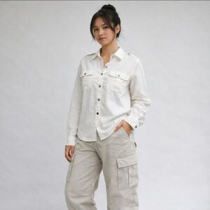 Eddie Bauer Women’s 100% Cotton White Shirt Button-Up Size M